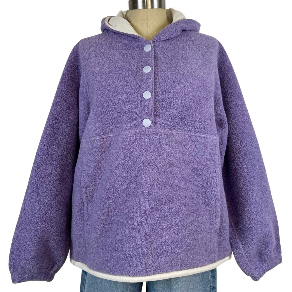Outdoor Voices MegaFleece Snap Up Hoodie Purple Wool Snap Recycled (Sz S)